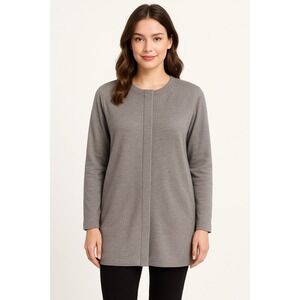 Pure Jill Womens Medium Gray Snap-Front Cardigan Long Sleeve Pockets Casual